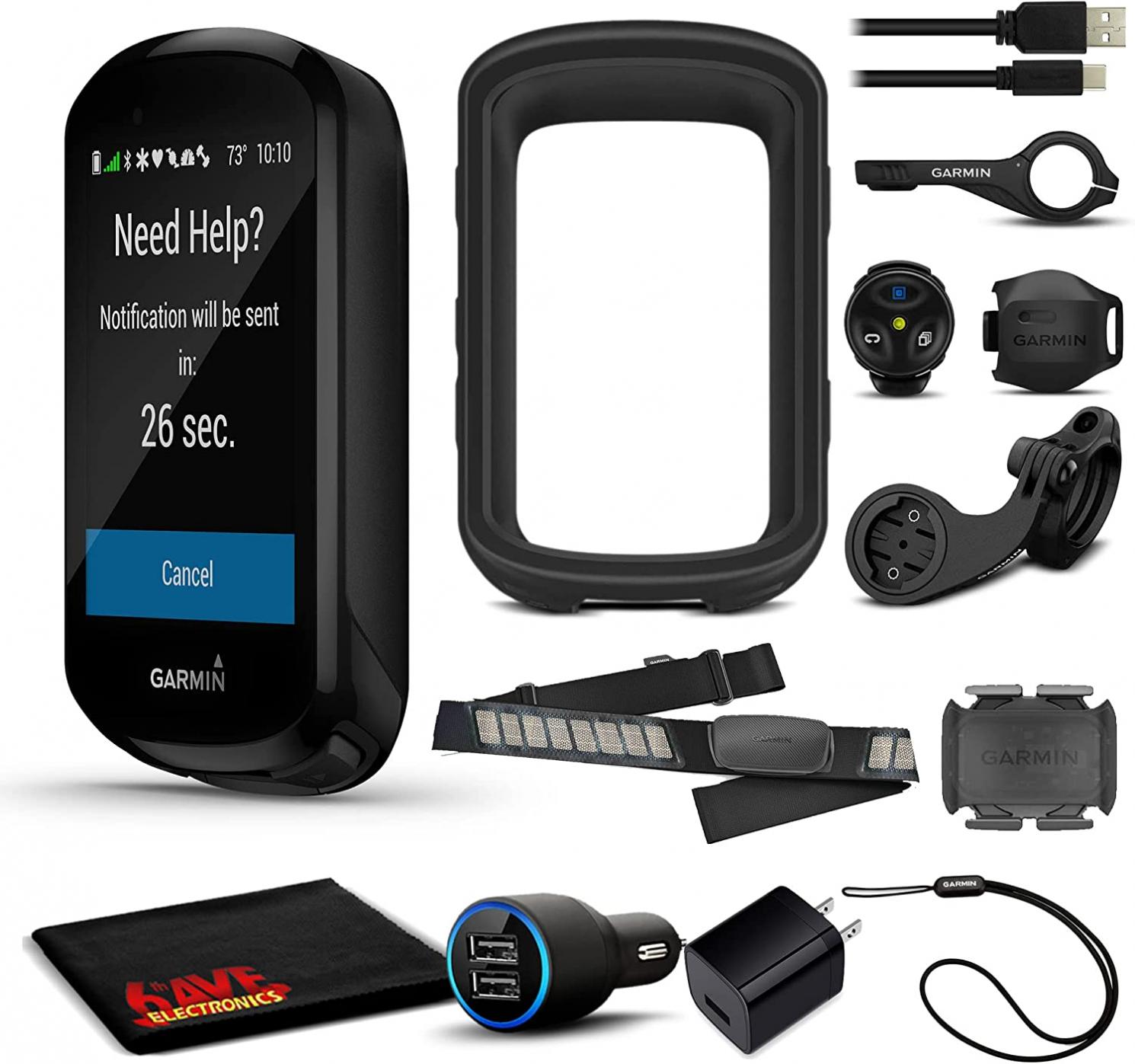 Garmin Edge 830 Sensor Bundle with Extra Charging Adapters and 6Ave Cleaning Cloth