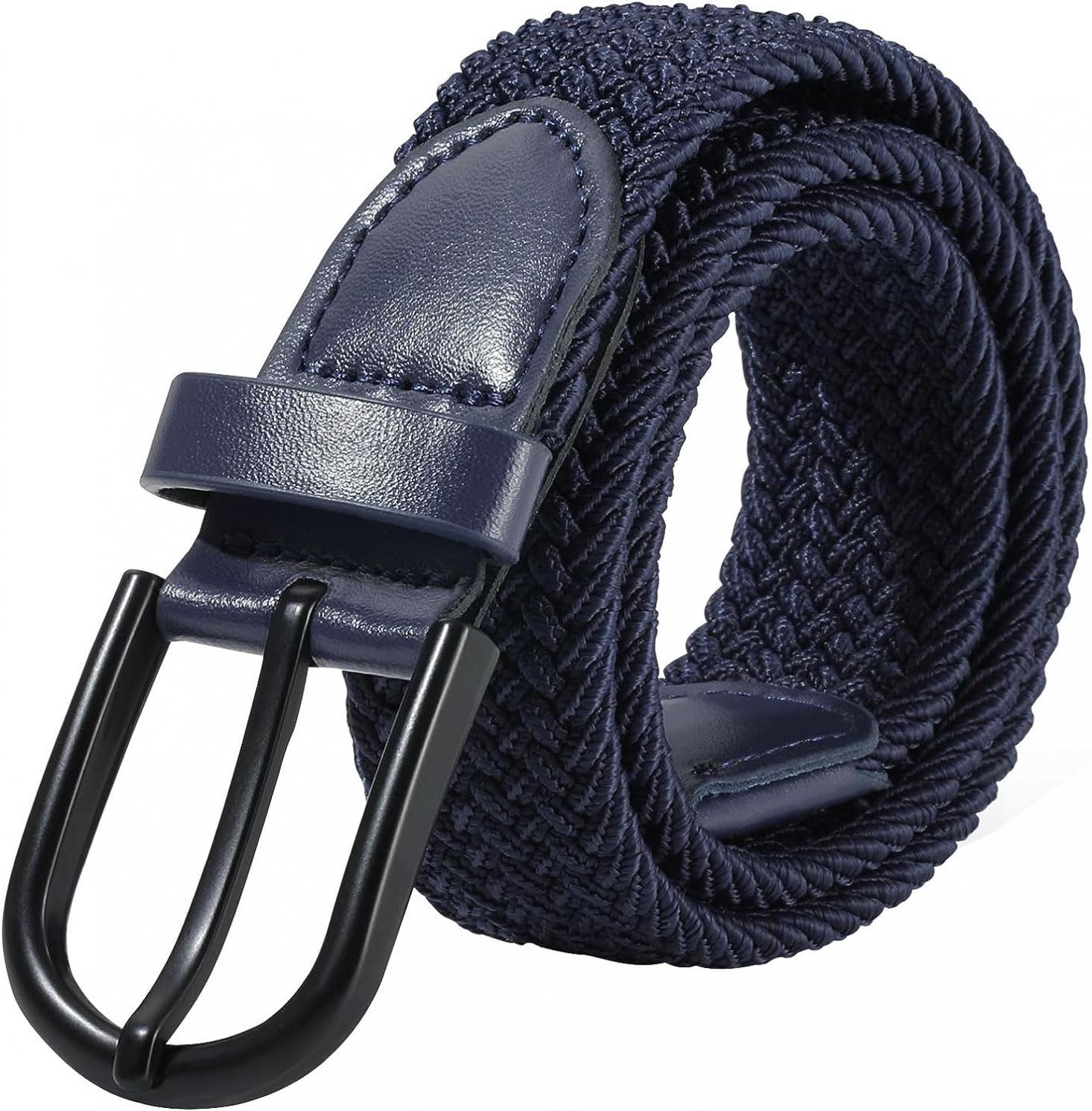 AWAYTR Boys Elastic Braided Belt - Black Pin Buckle Stretch Golf Baseball Belt for Boys and Girls Aged 4-12 Years