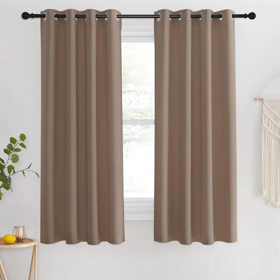 NICETOWN Blackout Curtain 63 inches Length for Bedroom - Grommet Thermal Insulated Window Treatments Sound Reducing Cold & Heat Blocking for Kids Room (Cappuccino, W46 x L63, 1 Panel)