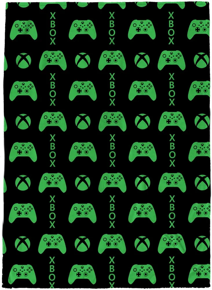 Xbox Controller Throw Blanket - Measures 46 x 60 Inches - Kids Super Soft Fleece Gamer Bedding