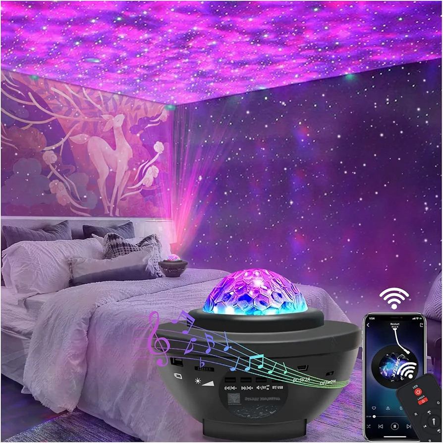 Star Projector Galaxy Light Projector with Bluetooth Speaker, Multiple Colors Dynamic Projections Star Night Light Projector for Kids Adults Bedroom, Space Lights for Bedroom Decor Aesthetic