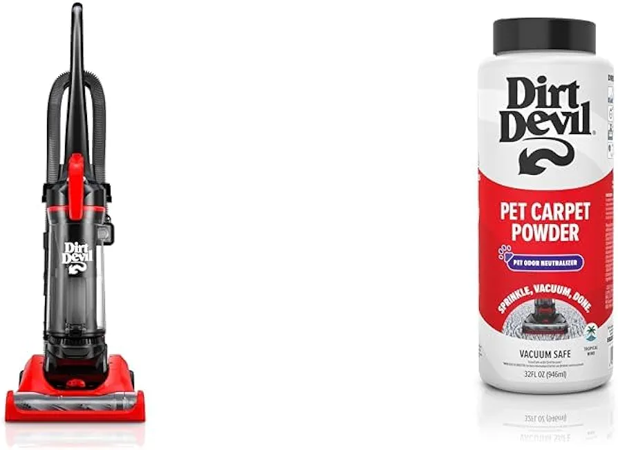 Dirt Devil Multi-Surface+ Upright Bagless Vacuum Cleaner Machine for Carpet and Hard Floor, UD76200V + 32 oz Pet Carpet Powder, Room Refresher, Pet Odor Eliminator, Tropical Wind Scent, AD31211