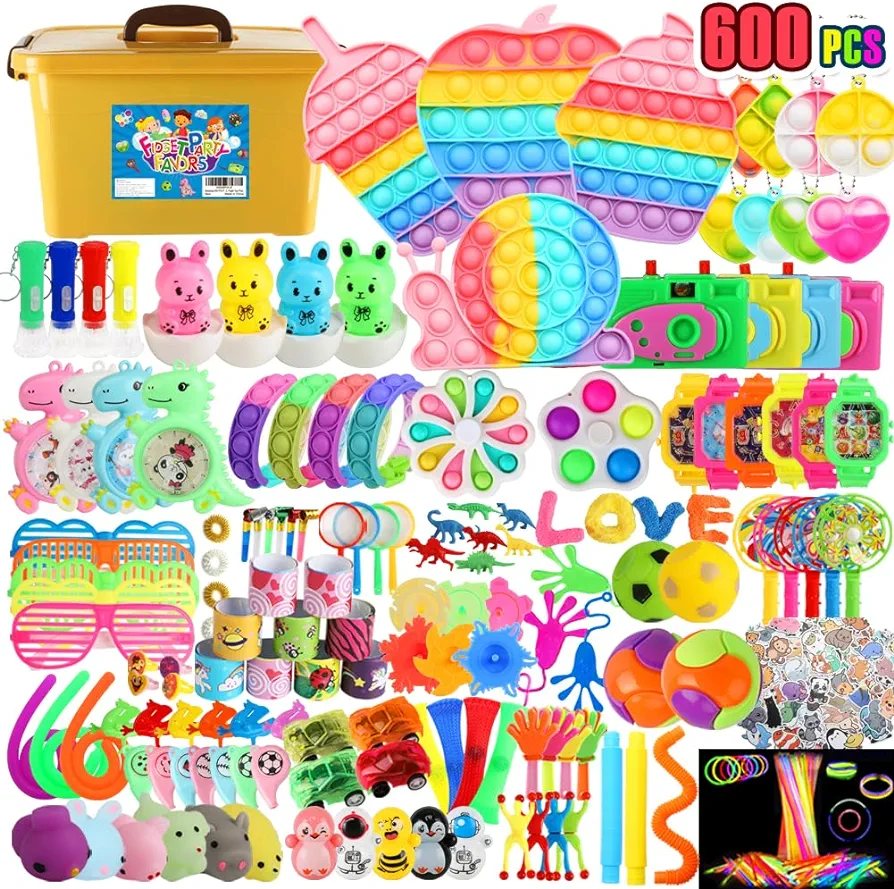 600 Pack Party Favors for Kids 8-12, Fidget Toys Set Sensory Toys Anxiety for Kids and Adults Autism Birthday Gift Classroom Prizes Treasure Box Goodie Bag Stuffers Halloween Christmas Stocking