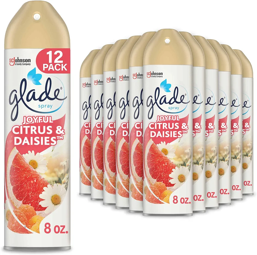 Glade Air Freshener, Room Spray, Joyful Citrus & Daisies, 8 Oz, 12 Count