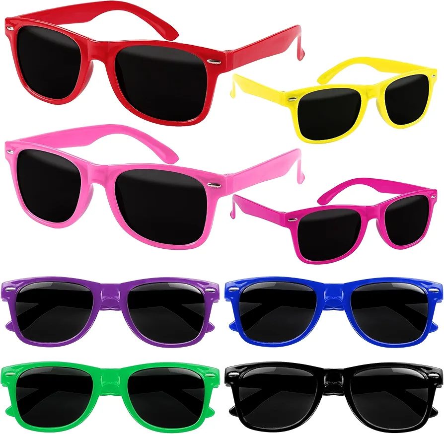 24 Pcs Kids Sunglasses Bulk, Party Favors for Boys and Girls Age 3-8, Neon Sunglasses with UV400 Protection for Summer Beach Pool Party Birthday Graduation Classroom Prize Goody Bag Stuffers