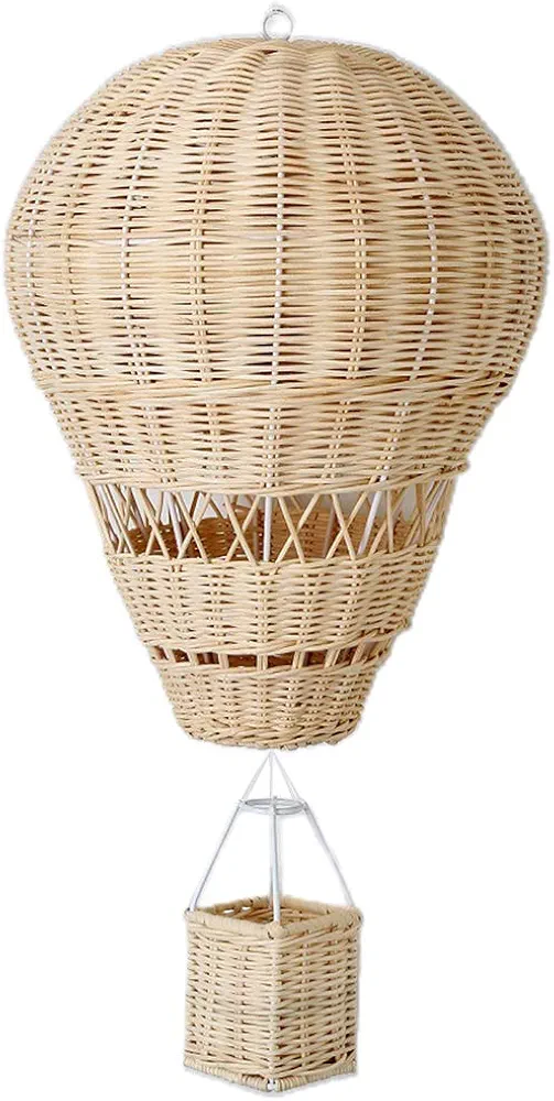 Rattan Hot Air Balloon Wall Decor Woven Wall Hanging Hot Air Balloon for Kids Room Art Photography Apartment Dorm Room Backdrop Pendant Decoration