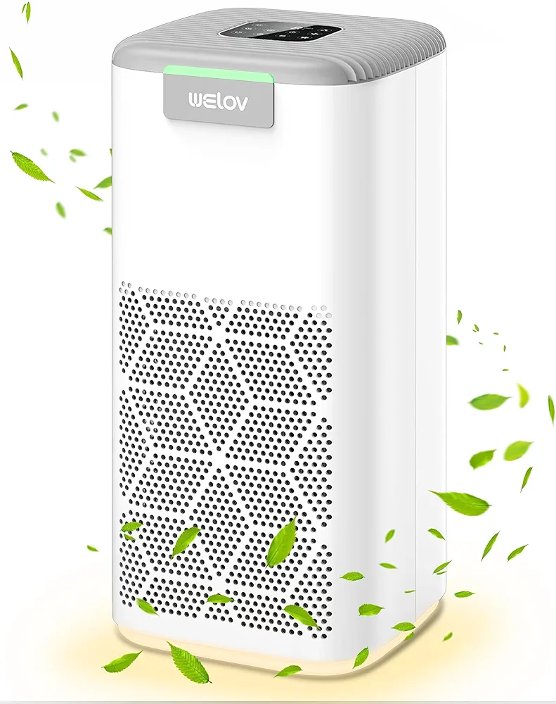 WELOV Air Purifiers for Home Large Room: H13 HEPA Air Purifiers for Pet Allergy, 1570 Sq Ft Coverage Air Quality Monitor Removes Pet Hair Dander Pollen Smoke Dust Mold, 23dB Air Purifiers for Bedroom