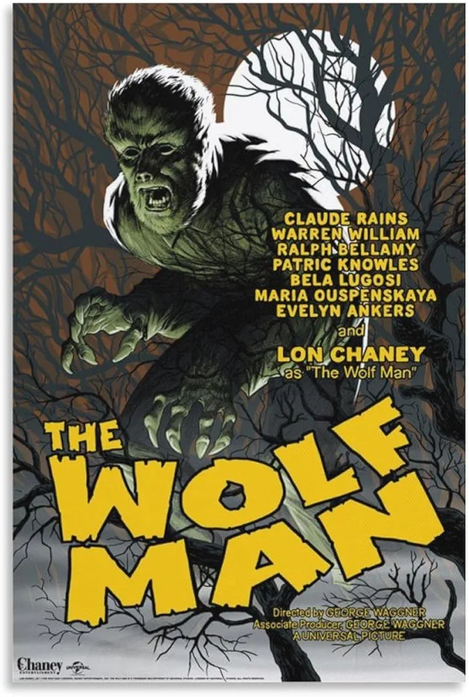 The Wolfman Retro Movie Posters Horror Decor Canvas Wall Art Prints for Wall Decor Room Decor Bedroom Decor Gifts Posters 24x36inch(60x90cm) Unframe-style