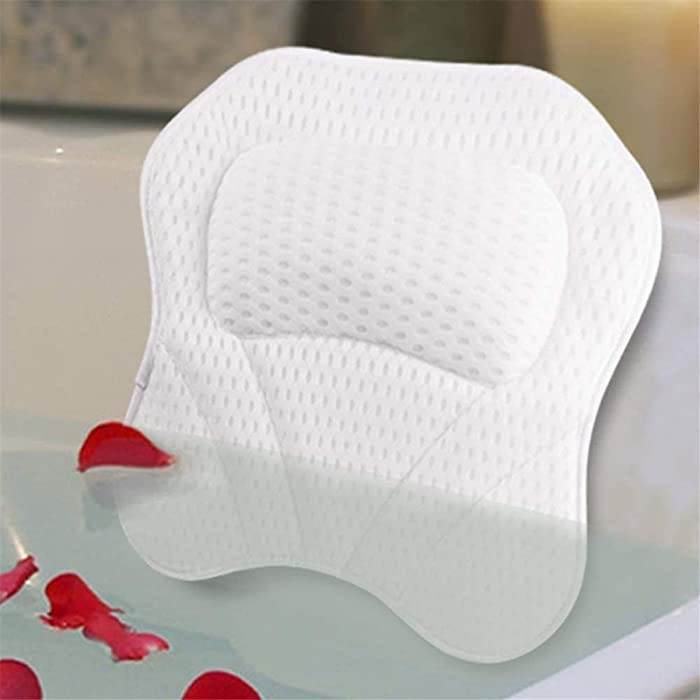 YAYONG Most Comfortable Bath Pillow Bathtub Pillows 4D Mesh for Tub Cushion Head,Neck,Shoulder with 6 Non-Slip Strong Suction Cups Home Bathing Relaxation