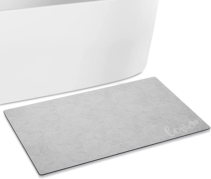 Aelenmu Bathroom Rugs, New-tech Non Slip Bath Mat, Soft Bath Rugs for Bathroom Washable Quick Dry Bathroom Mats (Light Grey, 16”*24”)