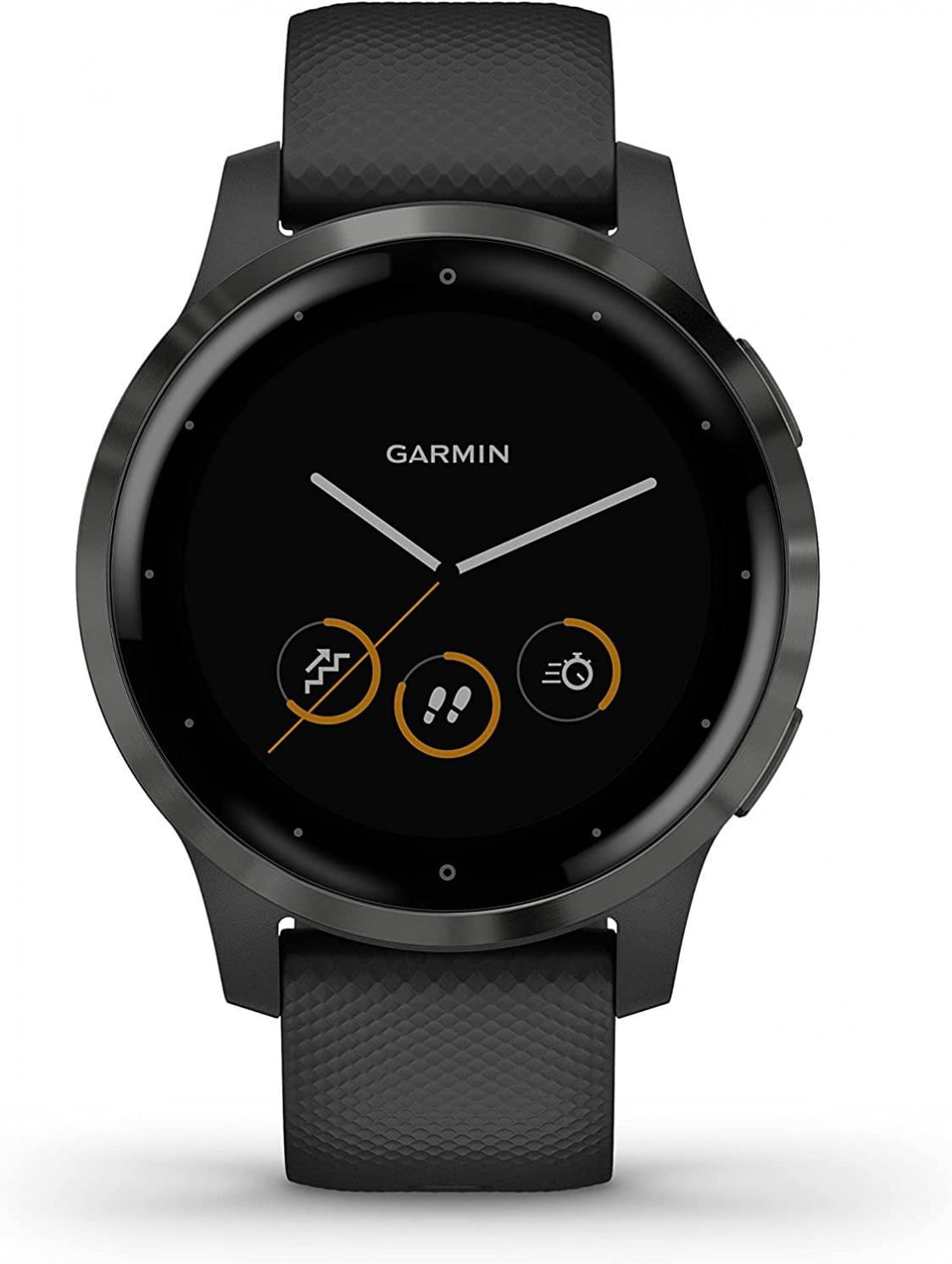 Garmin Vívoactive 4S, Smaller-Sized GPS Smartwatch, Features Music, Body Energy Monitoring, Animated Workouts, Pulse Ox Sensors and More, PVD Black/Slate