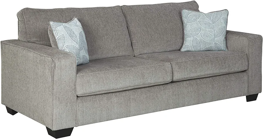 Signature Design by Ashley Altari Modern Sofa with 2 Accent Pillows, Light Gray