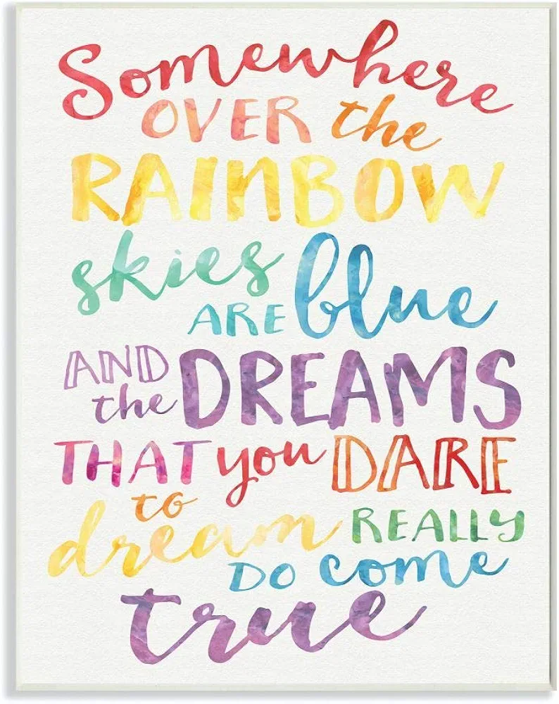 The Kids Room by Stupell Somewhere Over The Rainbow Watercolors Wall Plaque, 10x15, Design by Artist Erica Billups