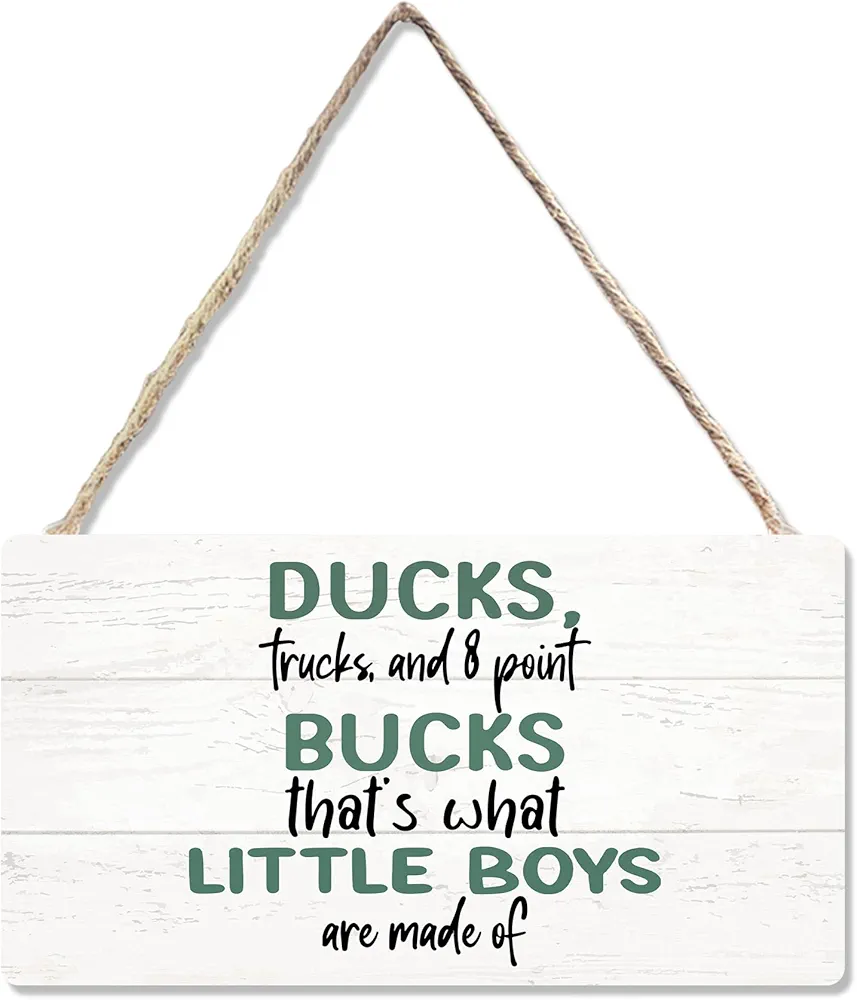 Baby Boy Nursery Wooden Sign, Funny Duck Hunting Hanging Sign Wall Decor, Duck Baby Gift for Kids Teens Boys Girls, Home Newborn Nephew Room Bedroom Living Room Door Decor 12 x 6 Inch