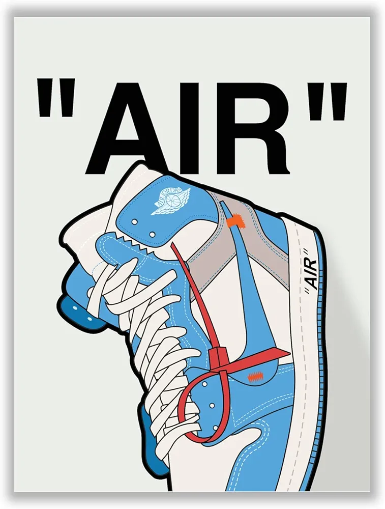 Hypebeast Blue Air Sneaker Poster – (12x16 Inch) Unframed – AJ Wall art, Hypebeast Room Decor, Michael Jordan Poster, Sneaker Air Gym Shoes Shoebox Collection Aesthetic Cool Poster for Teen Boys Guys