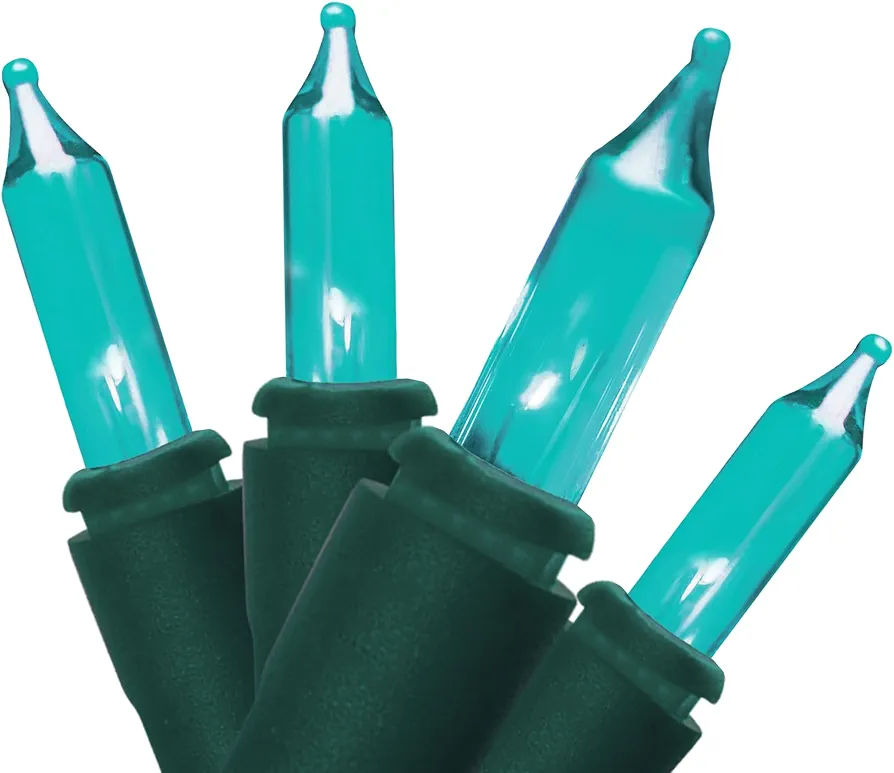 Brite Star Set of 50 Teal Mini Christmas Lights - Green Wire