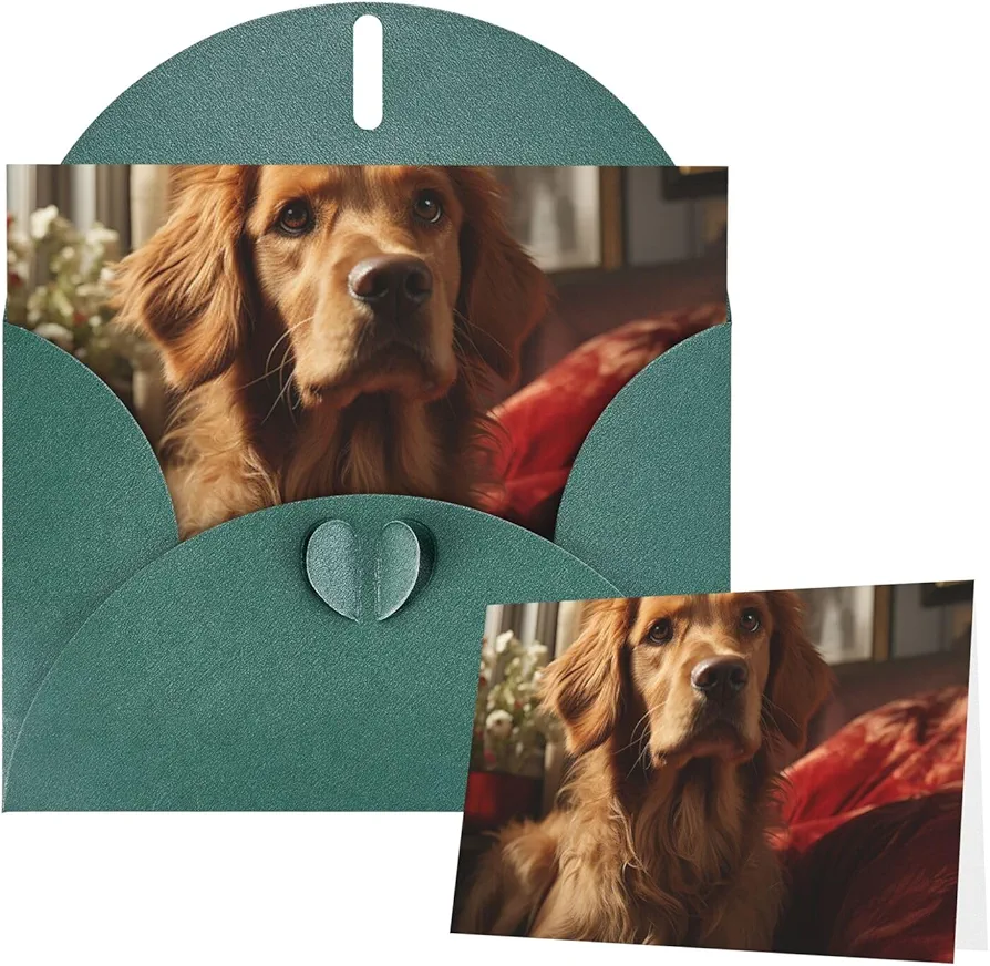 Greeting Cards Thank You Card with Envelopes Blank Note Card Dog in room Greeting Cards Blank Card for Birthday Occasion Cards Notecards for Thank You Congratulations 6" Ã— 4" Dark Green