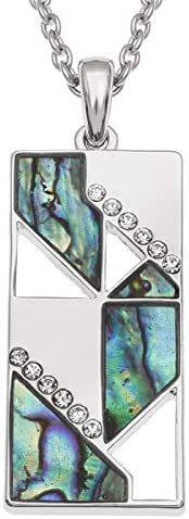 Talbot Fashions Tide Jewellery Inlaid Paua Shell Rectangle Geometric Triangles Necklace Pendant