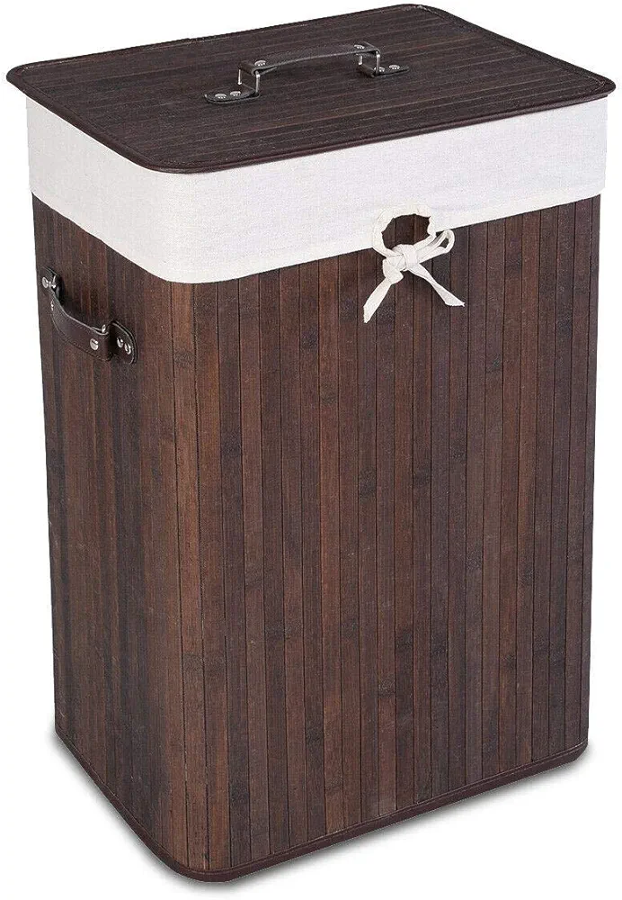 Bamboo Hamper Laundry Basket Washing Cloth Bin Lid Brown Laundry Baskets Laundry baskets Laundry hamper Laundry room organization and storage Laundry basket Laundry bag Storage basket Storage bin