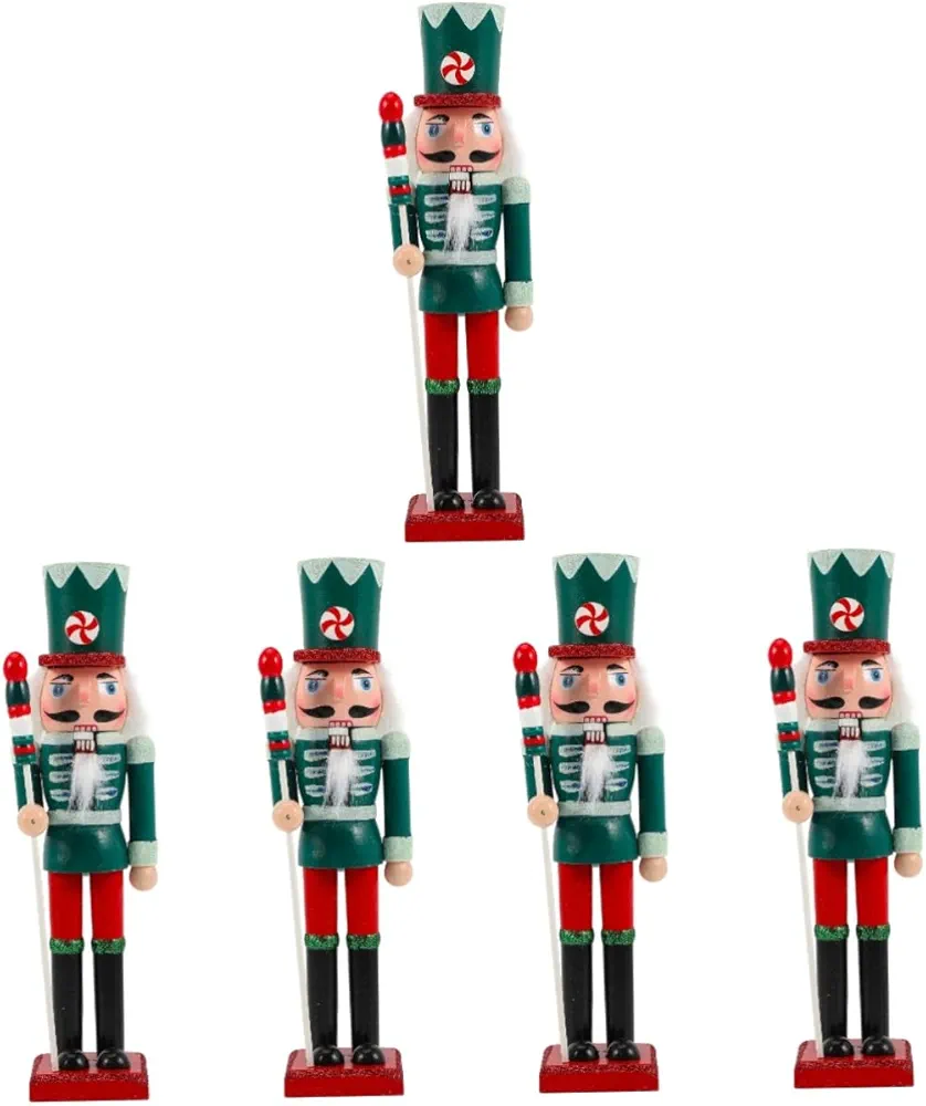 BESTOYARD 5pcs Nutcracker Christmas Table Decorations Christmas Figurines Doll astetic Room Decor Cookie Dinning Table Decor Wood Trim Christmas Ornaments Wooden Party Supplies Welcome