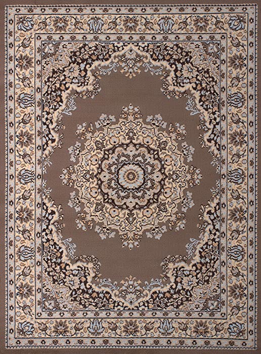 United Weavers Dallas Floral Kirman Area Rug - Ash Beige, 5x8, Traditional Indoor Floor Rug with Jute Backing