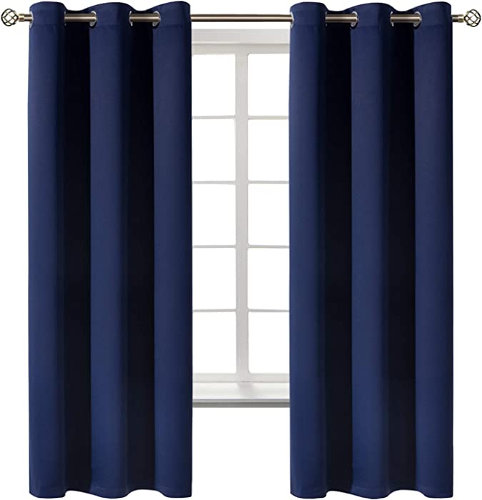 BGment Blackout Curtains for Bedroom - Grommet Thermal Insulated Room Darkening Curtains for Living Room, Set of 2 Panels (42 x 63 Inch, Navy Blue)