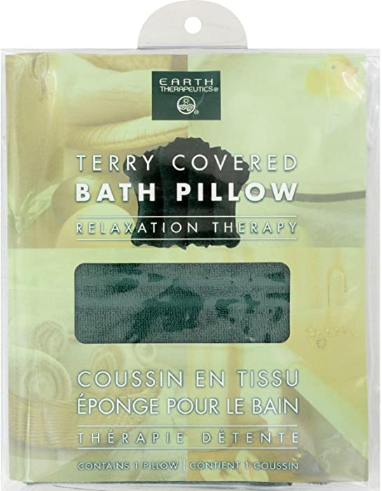 Earth Therapeutics Terry Bath Pillow Green Ct2