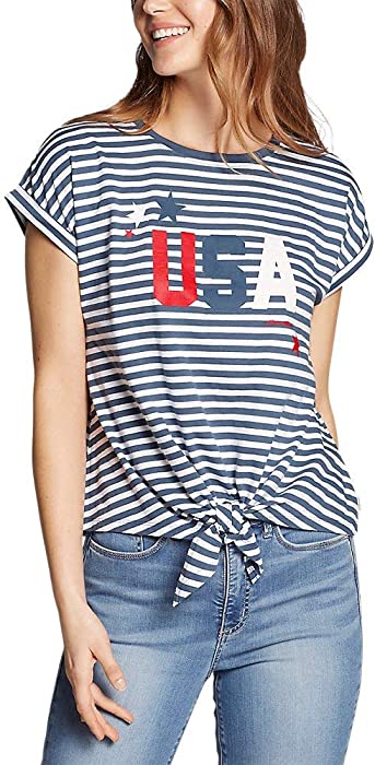 Eddie Bauer Women's Myriad Tie-Front T-Shirt - USA Graphic