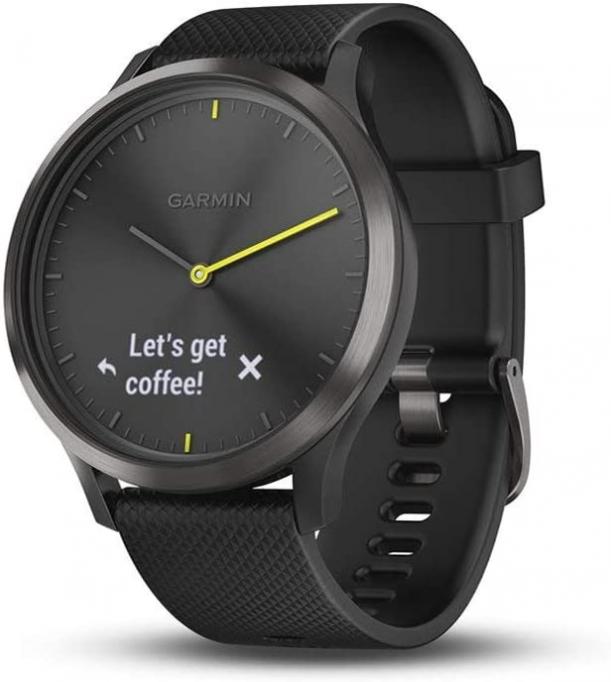 Garmin vívomove HR, Hybrid Smartwatch for Men and Women, Black/Black, Large (Renewed)