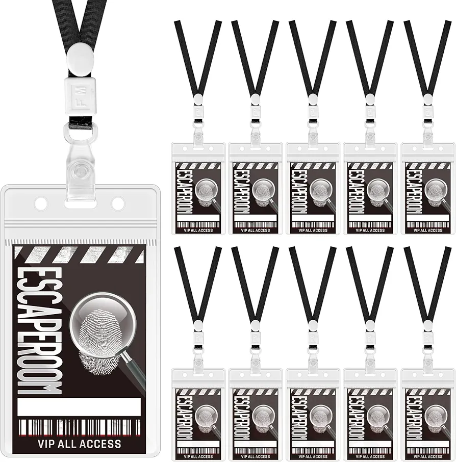 WANGDEFA Top Secret Party Favors Escape Room Mystery ID Pass Set, 10 Pieces, PVC Material, 2.1 x 3.3 Inch