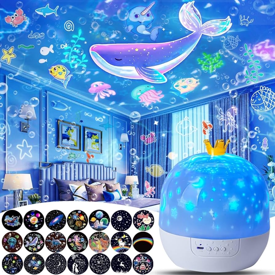 21 Sets of Films, Night Lights for Kids Room, Star Galaxy Projector, Night Lights for Bedroom, Ceiling, Star Projector with 360° Rotating for Kids Baby Girls, Birthday, Christmas, Nursery, Room Decor