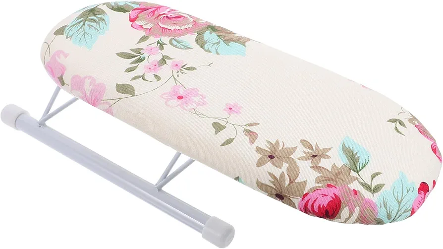 Alipis Tabletop Ironing Board with Folding Legs, Flower Pattern Small Ironing Board, Portable Mini Board for Sewing, Craft Room Laundry Rooms Home Travel Use