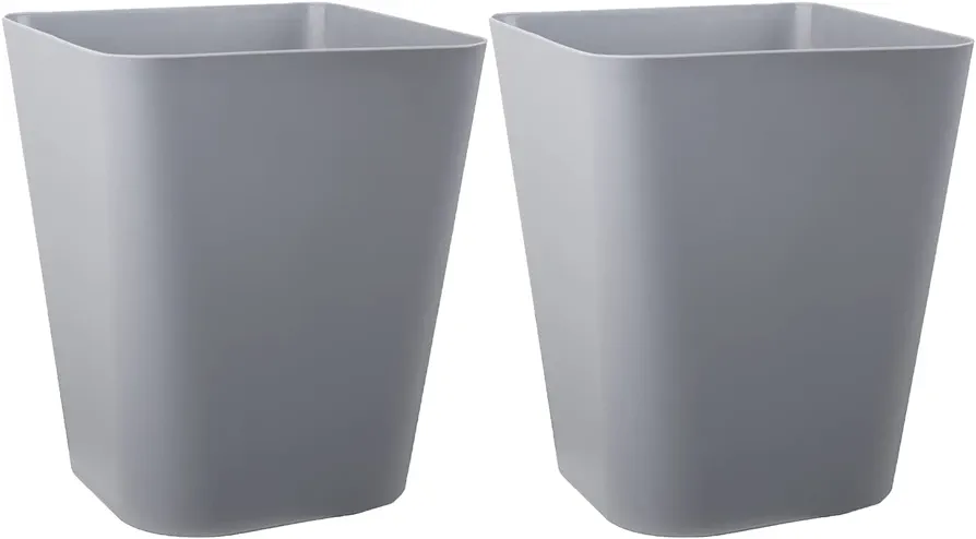 rejomiik Small Trash Can, Slim Garbage Can 1.6 Gallon Plastic Waste Basket Container Bin for Bathroom, Office, Bedroom, Kitchen, Home and Dorm Room Essentials, Square, 2 Pack Grey