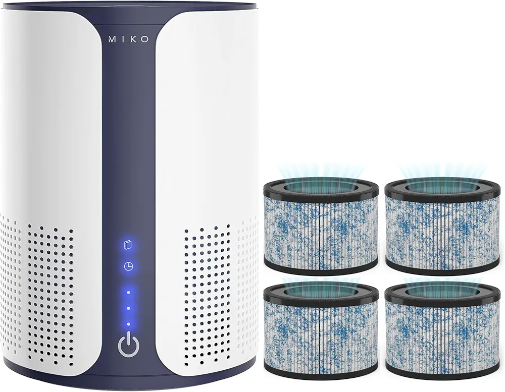 MIKO Air Purifier For Home HEPA Air Purifier Covers Up To 925 sqft In Large Room, 3 Fan Speeds, Built-in Timer, 150 CADR, Sleep Mode + 4 Replacement Filters