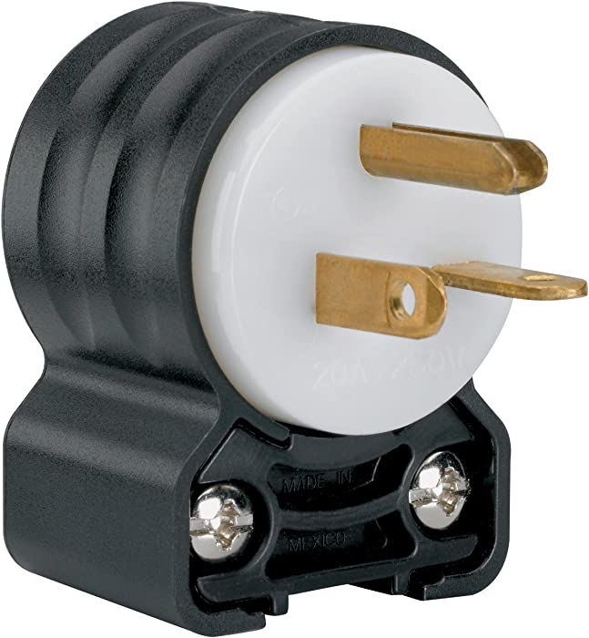 Legrand - Pass & Seymour PS5466SSANCC4 Straight Blade Angled Plug Three Wire 20-Amp 250-volt Easy Install, Black