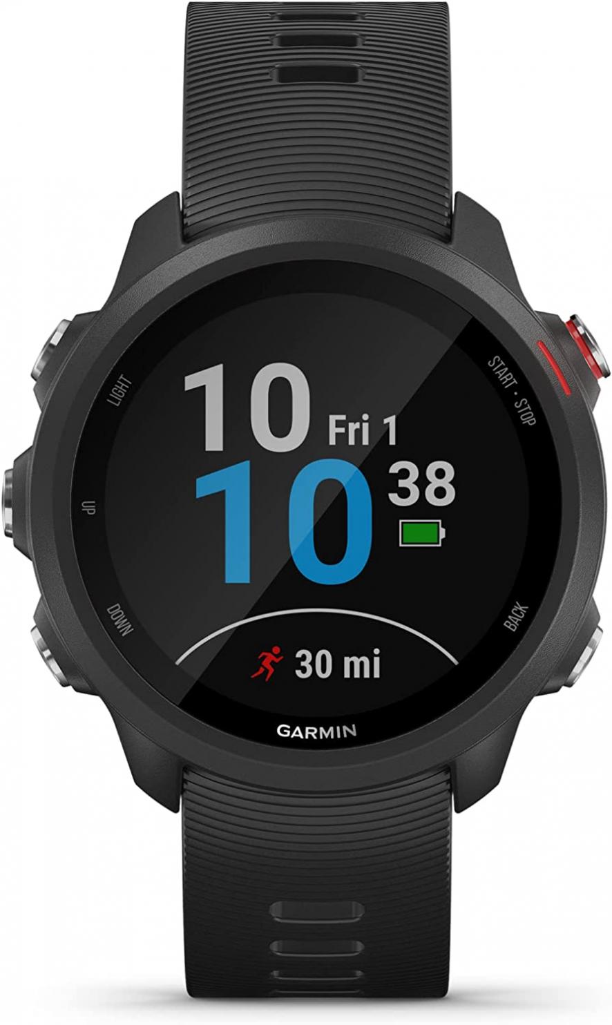 Garmin Forerunner 245 GPS Running Watch, with Music and Advanced Training Features, Black with Black Band