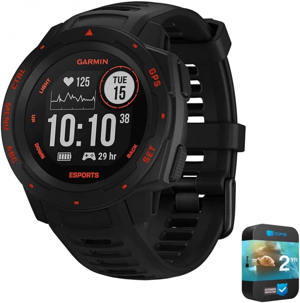 Garmin 010-02064-73 Instinct E-Sports Edition Smartwatch, Black Lava Bundle with 2 YR CPS Enhanced Protection Pack