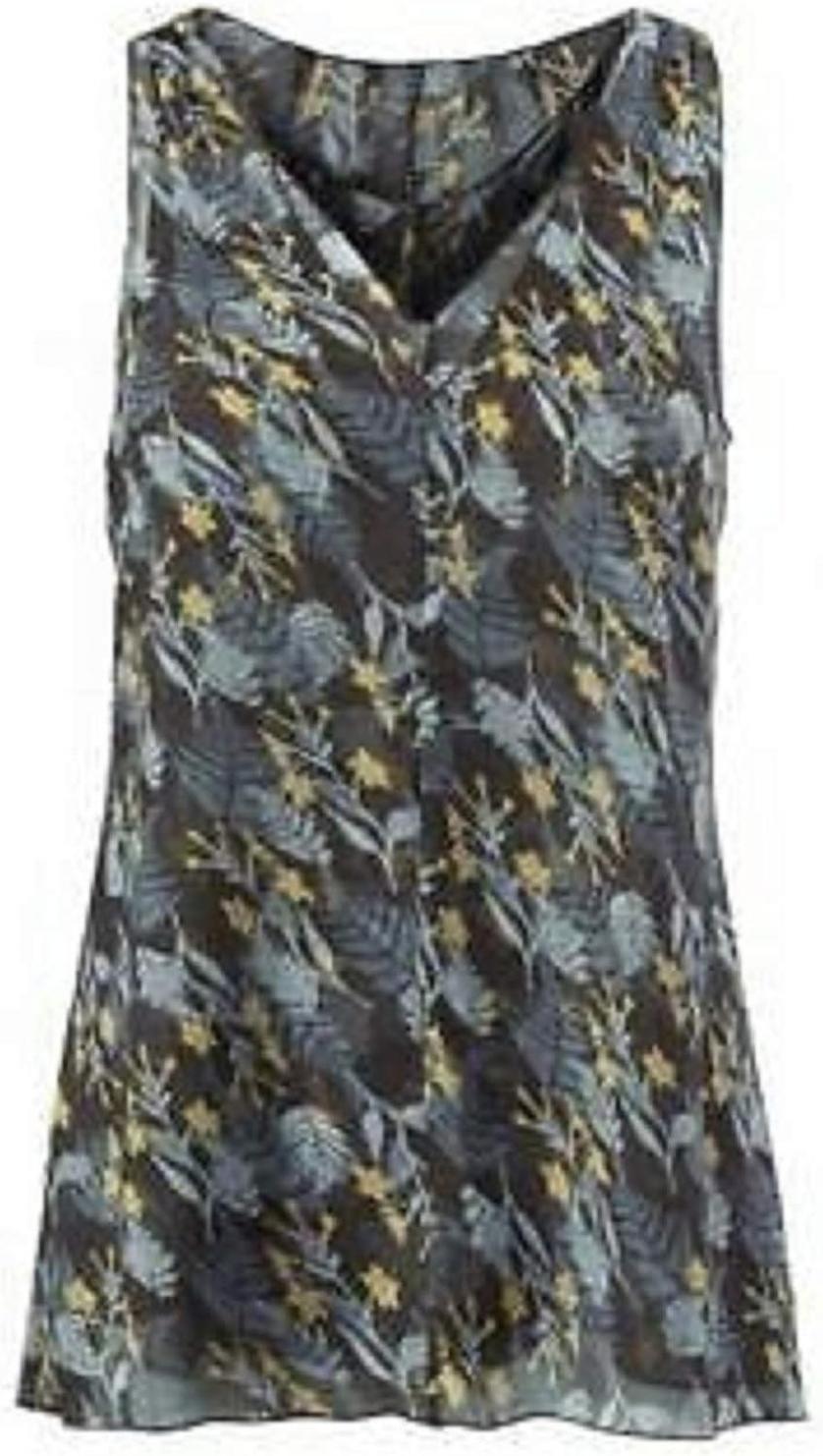 cabi Fern Blouse Style 3450 Floral Navy Sheer Layered Sleeveless Top