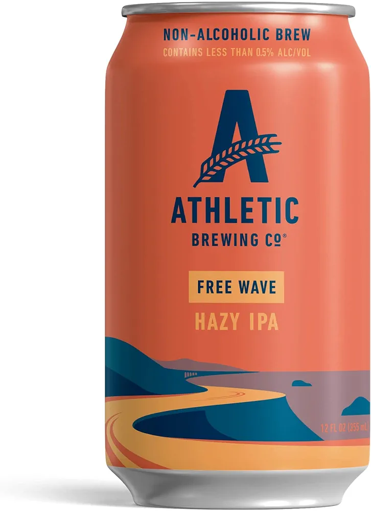 Athletic Brewing Company Craft Non-Alcoholic Beer - 6 Pack x 12 Fl Oz Cans - Free Wave Hazy IPA - Low-Calorie, Award Winning - Loaded with Amarillo, Citra, and Mosaic Hops