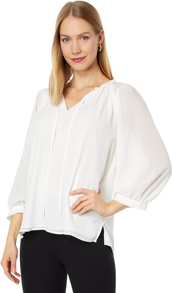 Vince Camuto Raglan Peasant Split-Neck Blouse