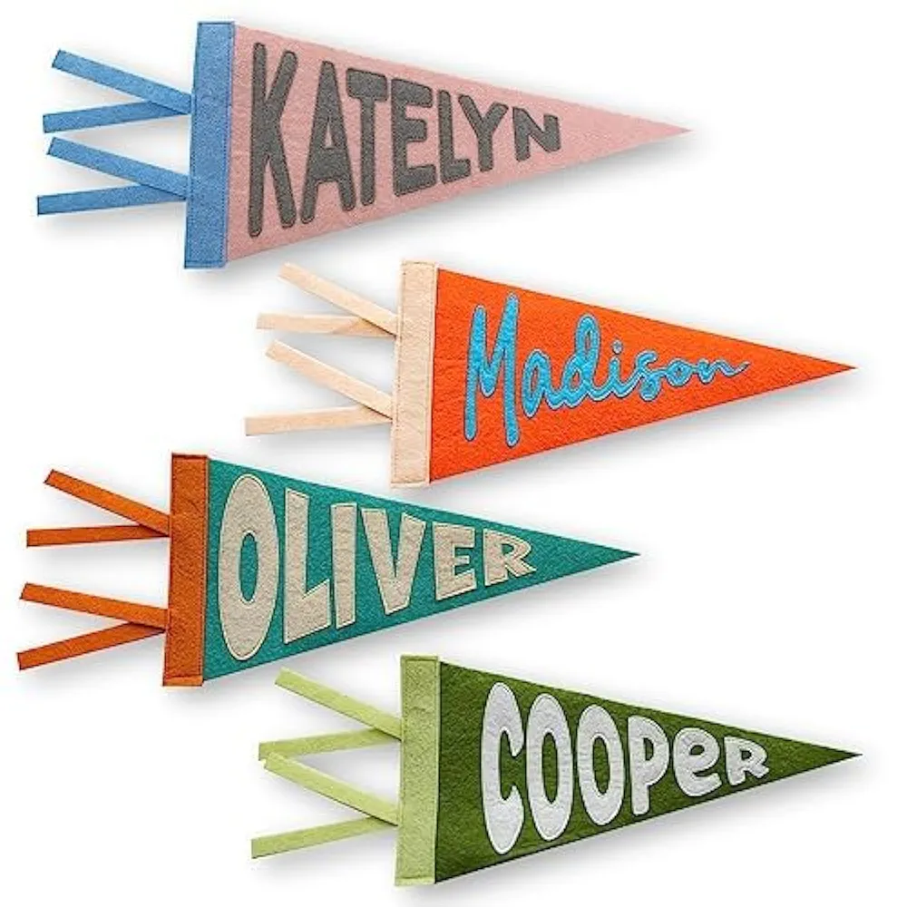 Personalized Name Pennant for Nursery Room Decor, Baby Shower Gift, Baby Boy Girl Name Nursery Flag, Baby Name Banner Flag Wall Hanging， Specify the Colour by Yourself