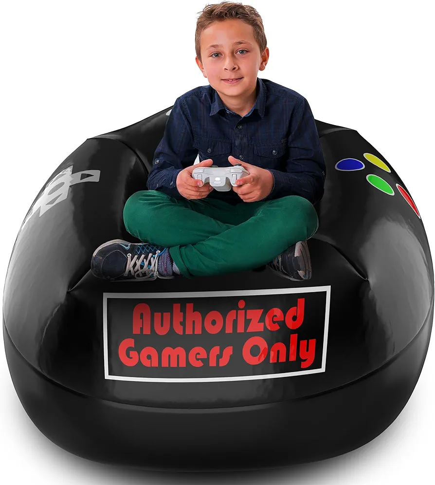 Inflatable Gamer Chair - Kids Gaming Chair - Bean Bag Chairs for Kids - Floor Gaming Chair - Boys Bedroom Furniture - Gaming Bean Bag Chair - Game Room Chair - Inflatable Chair for Kids