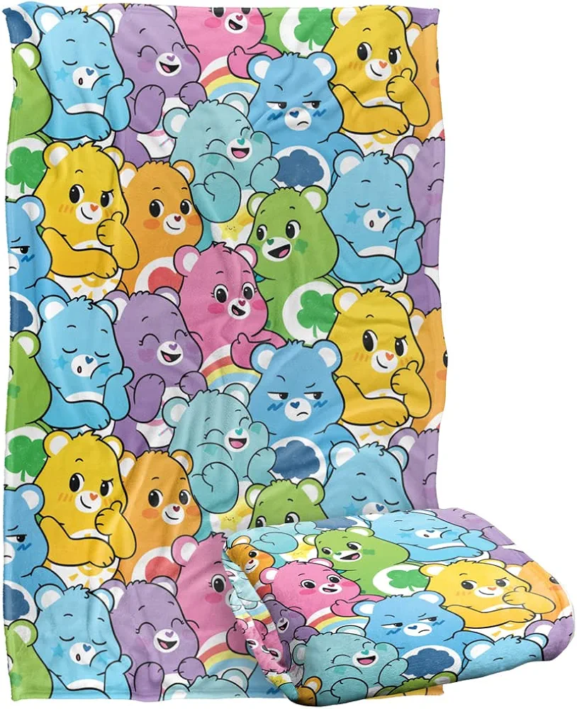 Care Bears Blanket, 36" x 58" Very Many Bears Pattern Silky Touch Super Soft Throw Blanket