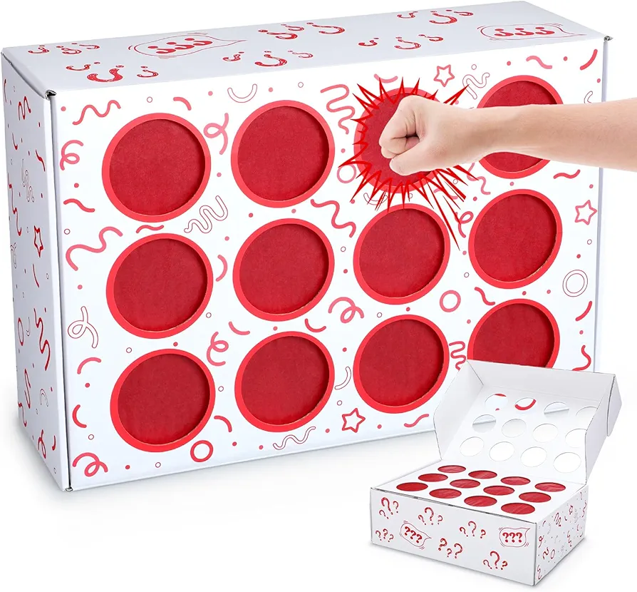 1 Set Prize Party Punch Box Game Includes 5 Pcs Paper Board Inserts with 12 Compartment Holes and 5 Pcs Wax Paper Award Box Prize Box for Classroom Teacher Birthday Reward Incentive