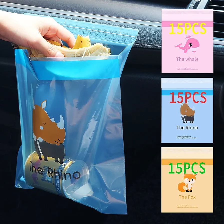 Upgraded Car Trash Bag, 45pcs Easy Stick-On Disposable Car Garbage Bags, Waterproof Leak-proof Vomit Bag, Kitchen Storage Bag, Suitable for Car Bedroom Bathroom Office Study Room