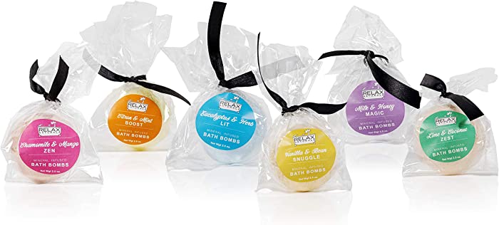 Hot Tub and Bath Bomb Bundle (6 Pack Gift Pack) Natural Epsom Salt Bombs Infused with Vitamins and Minerals for Soaking - Dead Sea Salt - Skin Moisturizers - Safe for Spa and Bath