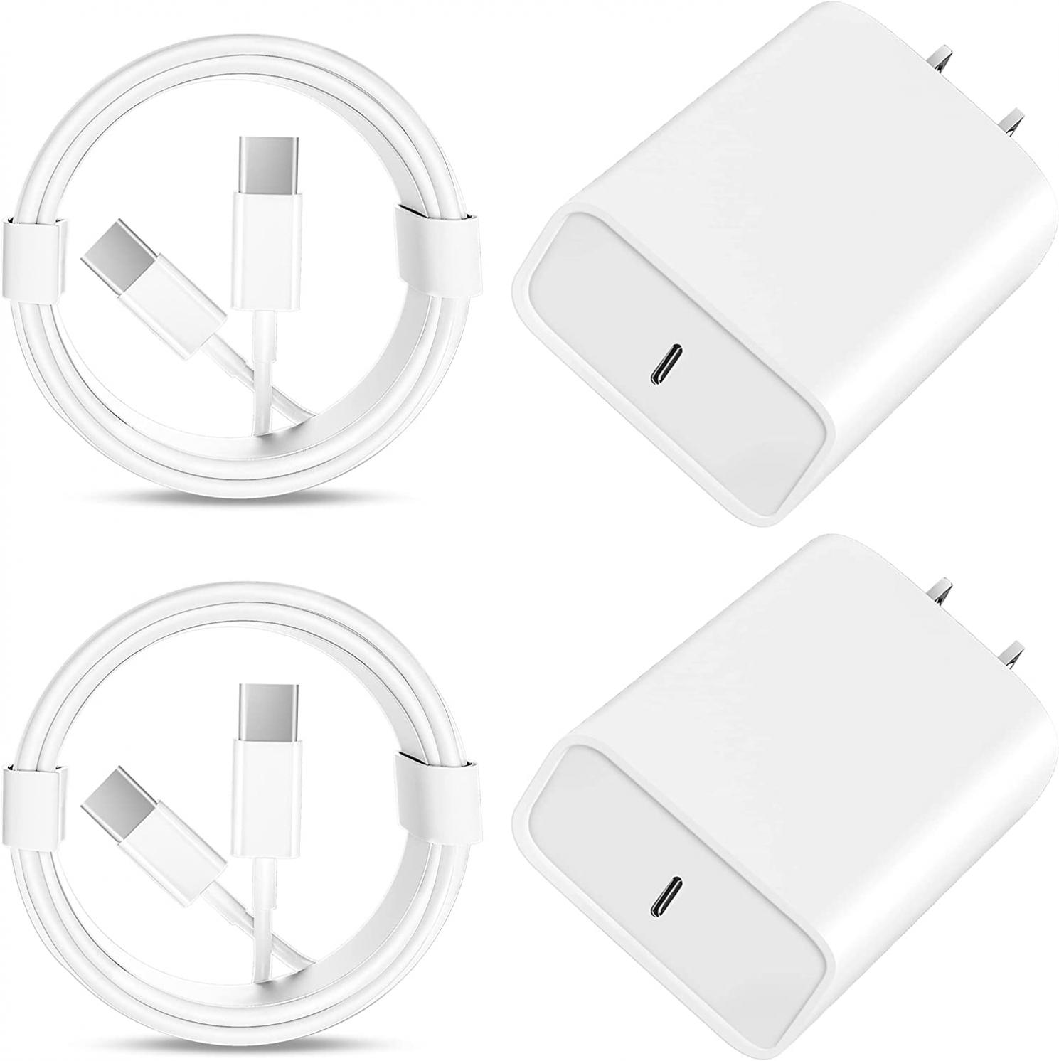 20W USB C Charger,iPad Charger Fast Charging with 6.6ft C-C Cable Cord for iPad Pro 12.9 5th/4th/3rd Gen,iPad Pro 11 3rd/2nd/1st Gen 2021/2020/2018, iPad Air 4th Generation, Google Pixel 5/3XL, 2Pack