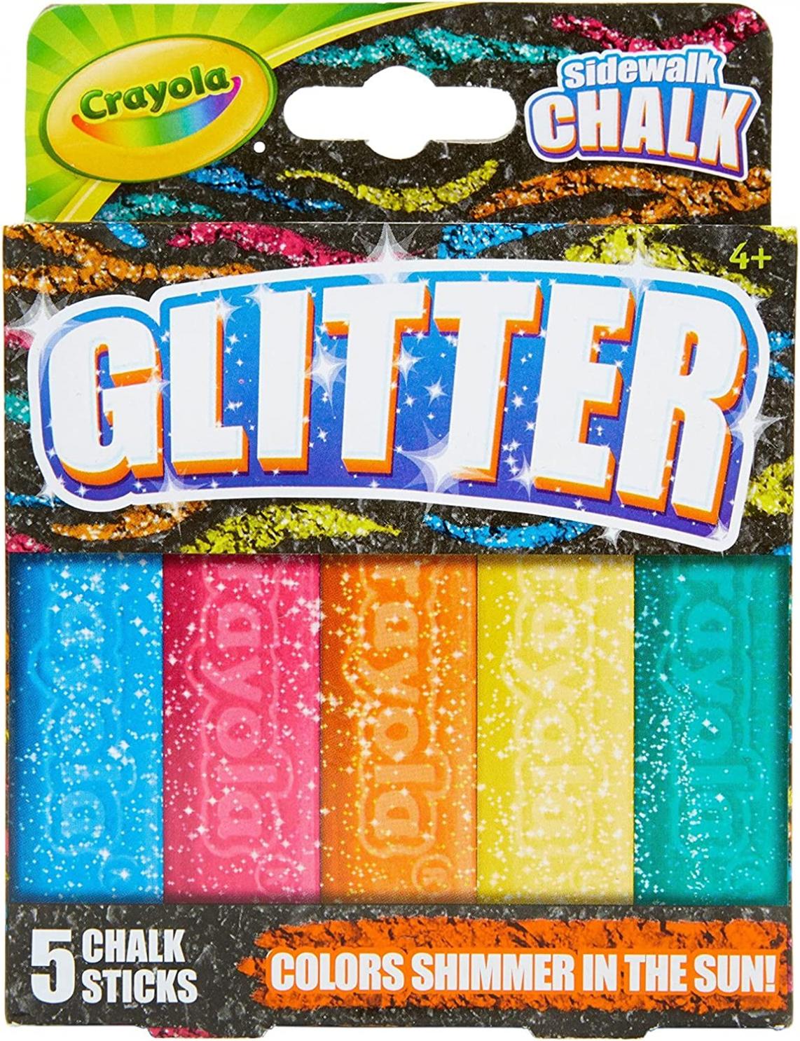 Crayola Outdoor Chalk, Glitter Sidewalk Chalk, Summer Toys, 5 Count