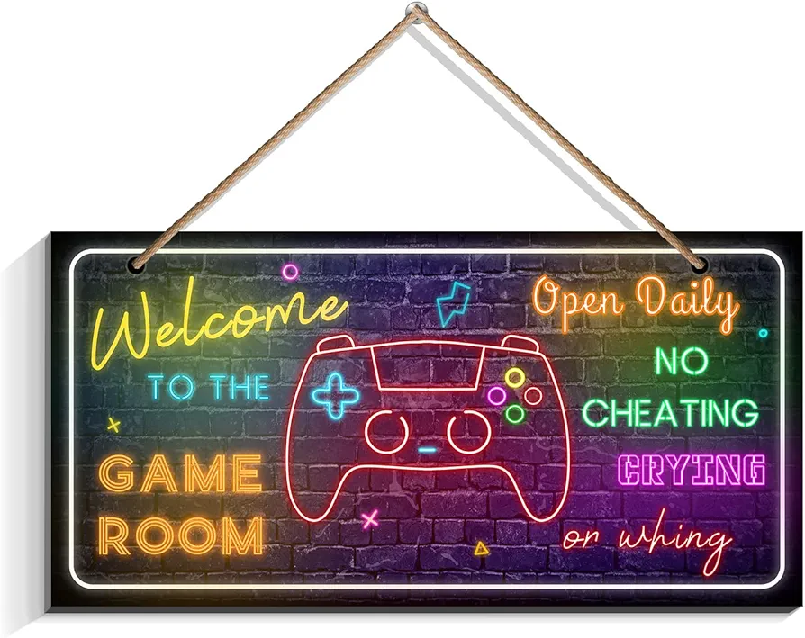 Neon Video Game Wall Hanging Sign for boys room, Game Room Accessoriess, Game Wall Decor For Boys Room, Bedroom Gamers Gift (6 x 12)