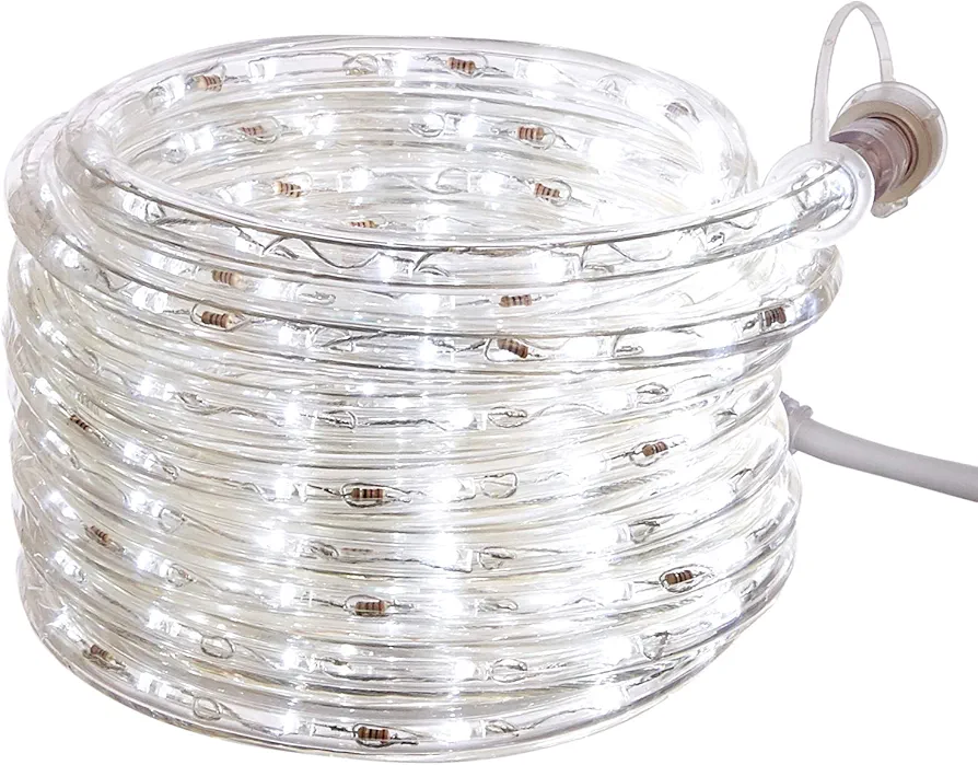 Amazon Basics 210 LED Indoor Outdoor White Rope Light, 20-Foot